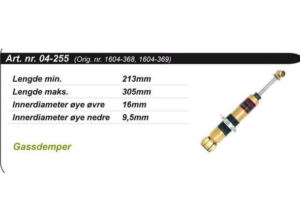 Støtdemper Fremre Kimpex Gold 1604-368 1604-369 